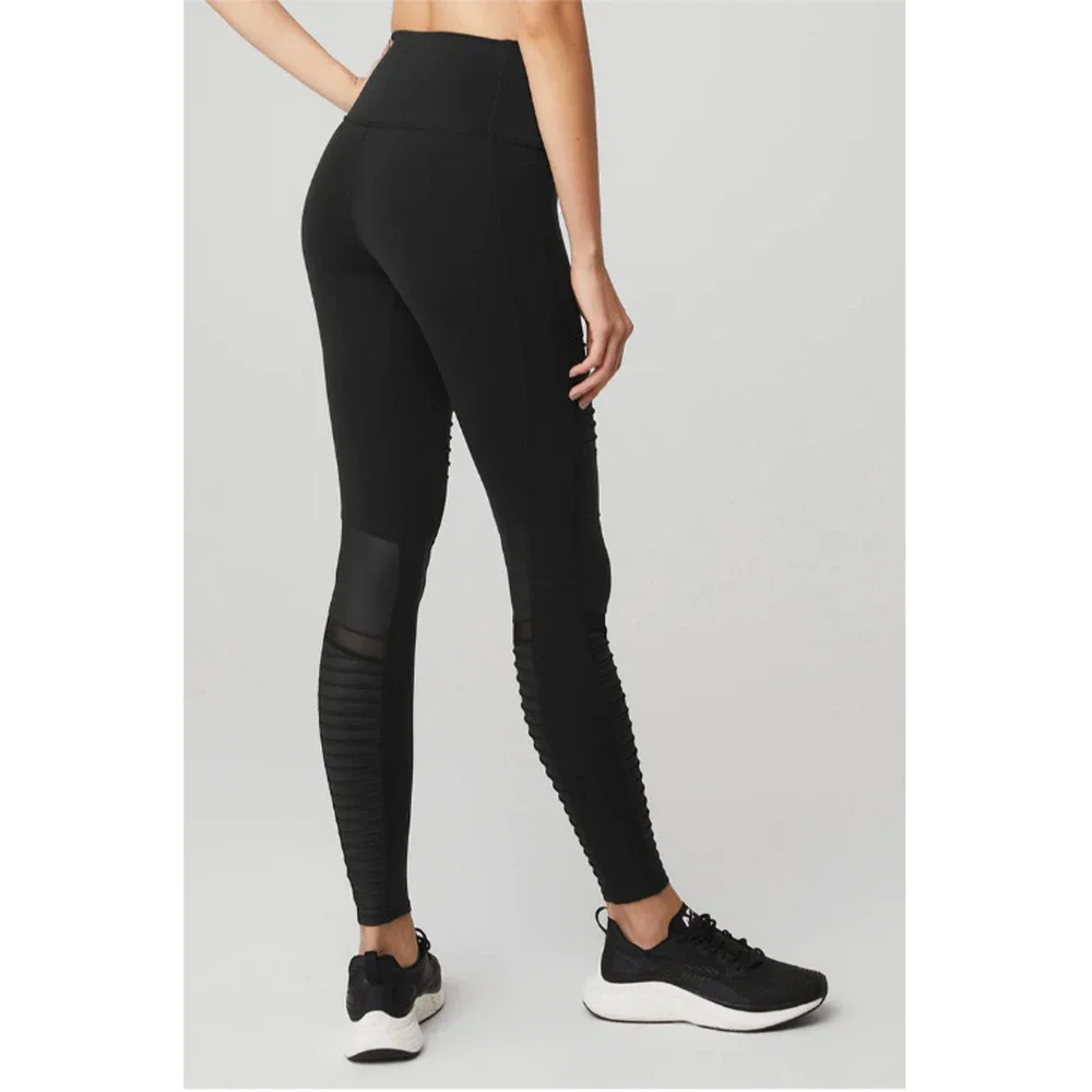 ALO YOGA Black High-Waisted Moto Loggings // XS